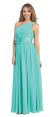 One Shoulder Floral Accent Formal Bridesmaid Dress in Jade Green